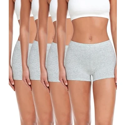 Bild av wirarpa dam pojkshorts trosor säkerhetsboxershorts anti skavning bomull underkläder med bomullsgren 4 pack, Grå, M