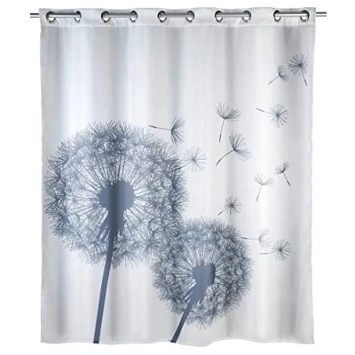 Bild av WENKO anti mögel duschdraperi Astera Flex bakteriell, vattenavvisande, textil, tvättbar, mögelresistent med integrerad hänginredning, polyester, 180 x 200 cm, vit