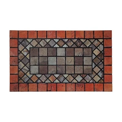 Bild av Nicoman Elegant kakelmatta barriär dörrmatta miljövänlig skrapa och halkfri inomhus/utomhus dörrmatta, rektangulär (75 x 44 cm), röd kant