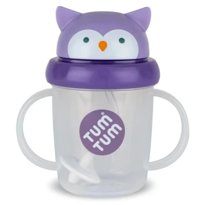 Bild av TUM Tippy Up Free Flow sippy Cup (ingen ventil), kopp för småbarn, 200 ml, BPA fri (Olivia Owl S3)
