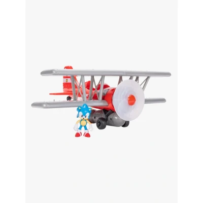 Bild av sonic The Hedgehog Tornado Biplane Playset av JAKKS Pacific, innehåller 6 cm actionfigur, snurrande propeller, ljus upp låga, ljudeffekter, dynamisk rörelsebaserad lek, blå