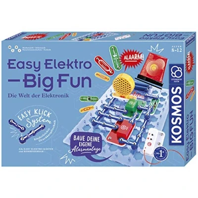 Bild av KOSMOS 620608 Easy Elektro Big Fun, spännande experiment för strömkretsar med serie och parallella kretsar, radiobyggande, ljudsystem, larmsystem, experimentlåda barn, medel