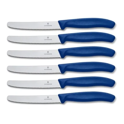 Bild av Victorinox, Swiss Classic, 6 delars tomatknivsset med tandad egg, 11 cm blad, diskmaskinssäker, färg blå