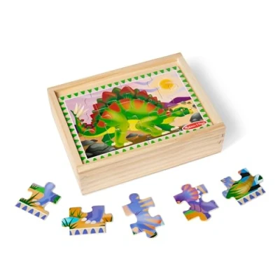 Bild av Melissa &amp; Doug Dinosauriepussel i en låda pussel för barn Dinosaurie Träleksak 4 olika 3+ Present till pojke eller flicka