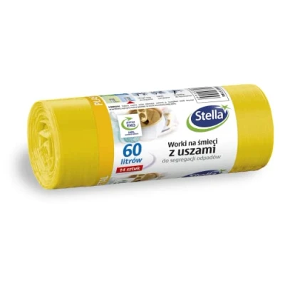 Bild av Stella 035144 soppåse med handtag för metall plast/och plastseparation 60 l 14 stycken soppåsar hushållsavfall kontor av tjock LDPE regranulatfolie färg: gul