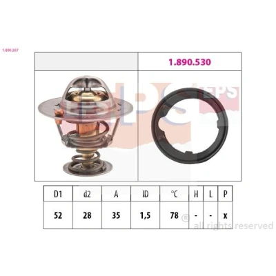 Bild av EPS 1.880.267 Thermostat d&#039;eau 78 52 Made in Italy OE Equivalent HONDA: Civic 7 Hatchback, 6 Aerodeck, V 3/5 portes