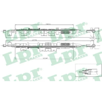Bild av LPR C1674B Câble De Frein 1492/1255 à tambour OPEL: Corsa D 3/5 portes
