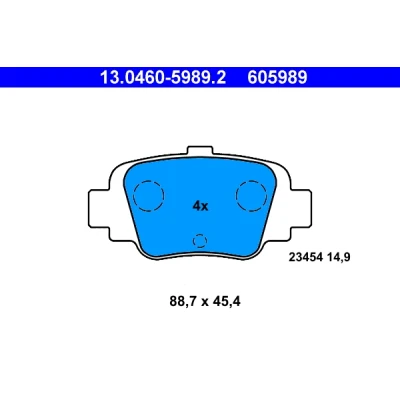Bild av ATE 13.0460 5989.2 Jeu de plaquettes frein non préparé pour indicateur d&#039;usure, contact signal d&#039;usure exclu NISSAN: MICRA 2