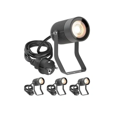 Bild av ledscom.de 4 SHINGA trädgårdsstrålkastare för utomhusbruk, IP65, stickpropp, antracit, 1x GU10 max. 15W
