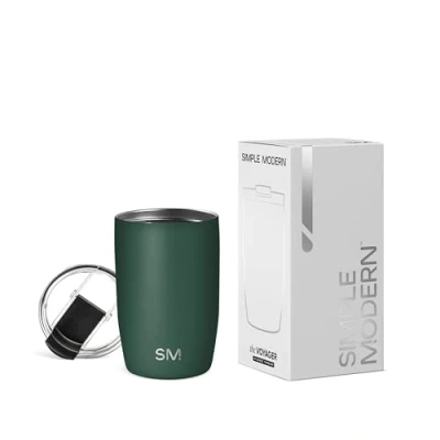 Bild av Simple Modern Resekaffemugg tumlare med flip lock återanvändbart isolerat rostfritt stål kallbryggd iskaffekopp termos gåvor för kvinnor män honom henne Voyager Collection 355 ml skog