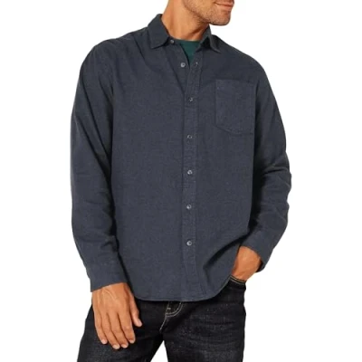 Bild av Amazon Essentials Men&#039;s Långärmad flanellskjorta (finns i Big &amp; Tall), Svart, XS