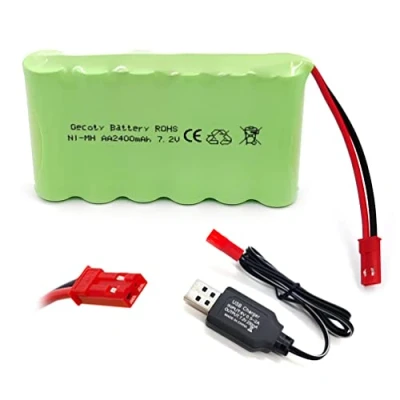 Bild av Gecoty® 7,2 V 2 400 mAh uppladdningsbart NI MH AA batteripaket med laddningskabel (JST kontakt)