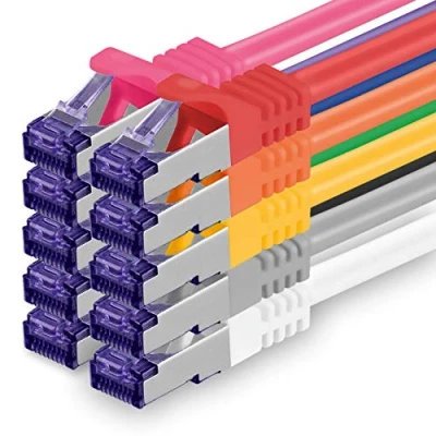 Bild av Cat.7 nätverkskabelsats 0,25 m 10 färger stycken Cat7 patchkabel (SFTP PIMF LSZH) rå kabel Gb/s med Rj 45 kontakt Cat.6a x meter