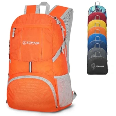Bild av ZOMAKE Lätt Vikbar Ryggsäck 35L,Vattentät Vandring Packbar För Kvinnor Män Utomhus Camping Bergsklättring Promenader Cykling(Orange)