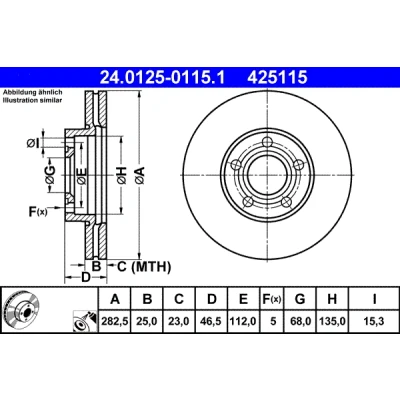 Bild av Bromsskiva Ate 24.0125 0115.1