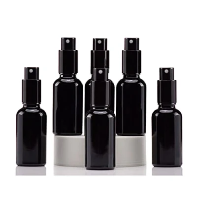 Bild av Yizhao Svart Sprayflaska Glas 30ml, med Liten Fin Dimma spray, Metalllock, Påfyllningsbara för Eterisk Olja, Resa, Rengöring, Parfym, Aromaterapi, Mmakeup 6 Stycken