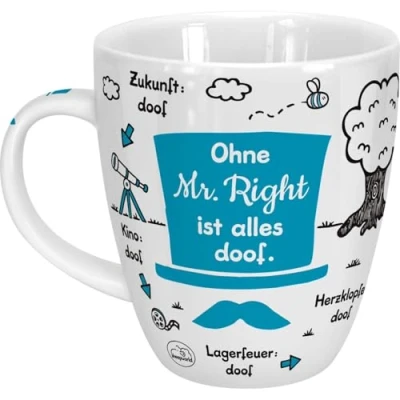 Bild av Sheepworld kopp &quot;Utan Mr Right är allt dumt&quot; Porslin, 45 cl för kaffe och te, med ordspråk, bröllop 46511