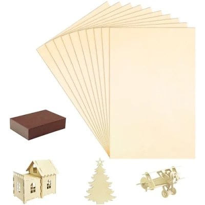 Bild av Belle Vous 10 Pack med 2 mm Kryssfanark 20 x 30 cm Odekorerade Plywoodskivor i Trä för Hemhantverksprojekt Perfekt Laserskärning, Målning, Modellering, Gravering, Flätverk &amp; Pyrografi