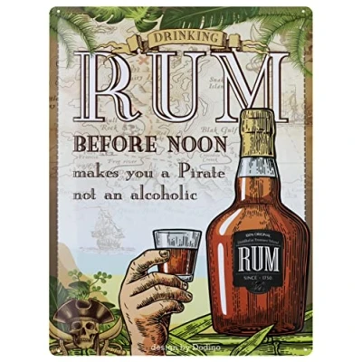 Bild av Dodino 30 x 40 cm plåtskylt, RUM, funny, dekorativ inredningsdetalj, metallskylt skylt för alla bardisk eller pub ägare