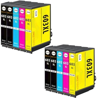 Bild av Amaprint 10 patroner kompatibel med Epson 603XL Multipack för WF2810 WF2820 WF2830 WF2835 WF2840 WF2845 WF2850 WF2870 XP2105 XP2150 XP2155 XP3105 XP3150 XP3155 XP4105 XP4150 XP4155