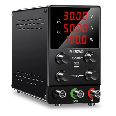 Bild av RUZIZAO Laboratory strömförsörjning 30 V 5A DC justerbar strömförsörjning, 4 siffrig LED display med 5 V/2A USB port, stabiliserad