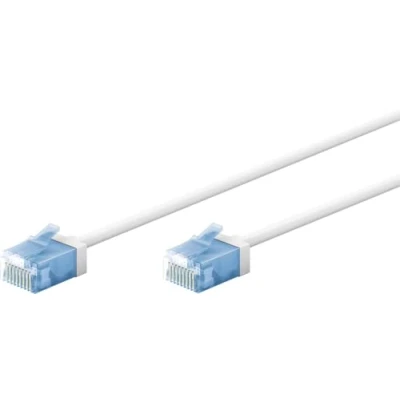 Bild av goobay 74301 CAT 6A patchkabel slim/ultraflexibel RJ45 nätverkskabel U/UTP CU/tunn Ethernet kabel med korta kontakter/10 Gbit/s LSZH, kinkskydd/vit 10 m