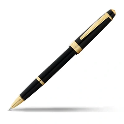 Bild av Cross Bailey Light Rollerball (linjebredd F, skrivfärg: svart, inkl. presentförpackning) svart lack med guldfärgade beslag