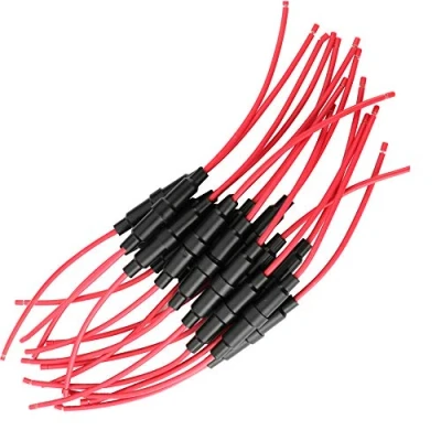 Bild av Gebildet 5 x 20 mm AGC inline säkringshållare, 32 V A snabbblåsande skruvtyp snabbblåst glassäkringshållare, med 16 AWG tråd (paket 15)