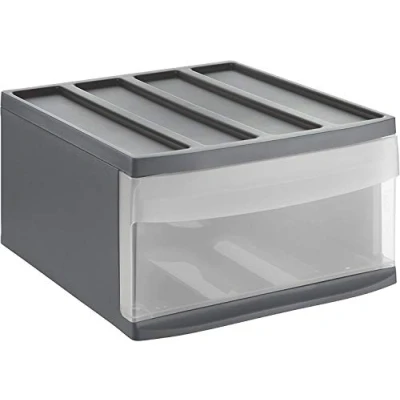 Bild av Rotho Systemix låda 1 låda, plast (PP) BPA fri, antracit/transparent, L (39,5 x 34 20,3 cm)