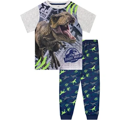 Bild av Jurassic World Pyjamas för pojkar med dinosaurier Kids T Rex Set kort ärm Flerfärgad 140