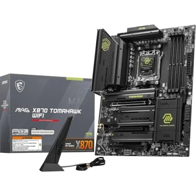 Bild av MSI MAG X870 TOMAHAWK WIFI moderkort, ATX Stöder AMD Ryzen 9000/8000/7000 processorer, AM5 80A SPS VRM, DDR5 Memory Boost 8400+MT/s (OC), PCIe 5.0 x16 &amp; 4.0 x16, M.2 Gen5, Wi Fi 7, 5G LAN