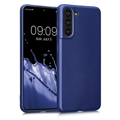 Bild av kwmobile Fodral kompatibelt med Samsung Galaxy S21 mjukt TPU telefonfodral metalliskt blått