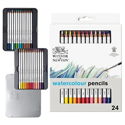 Bild av Winsor &amp; Newton 0490015 precisions akvarell konstnärsfärgpennor i set, 24 levande färger, högkvalitativa konstnärpigment för färgstark målning flera lager, högsta färgglans