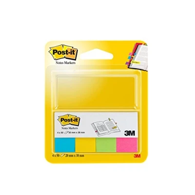Bild av Post it 670 4U självhäftande remsor sida märkpenna 20 x 38 mm, 4 50 ark i fodral, ultra blå, gul, grön, rosa