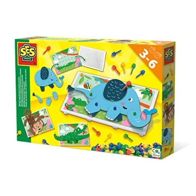 Bild av SES Creative mosaic peg board animal puzzles 100 coloured pins, Age 3+