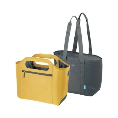 Bild av alfi ISO BAG 2in1 23 liter, misted yellow, termokylväska i polyester med extra bärkasse, isolerad shoppingväska för inköp, simhall, bastu, isoleringsväska, flexibel, urtvättbar