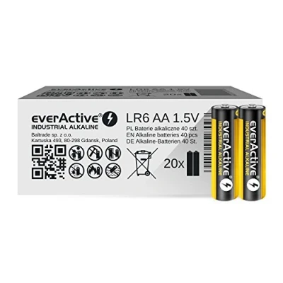 Bild av everActive AA batterier 40 pack, industriell alkalisk, Mignon LR6 R6 1,5 V, 5 års hållbarhet, stycken