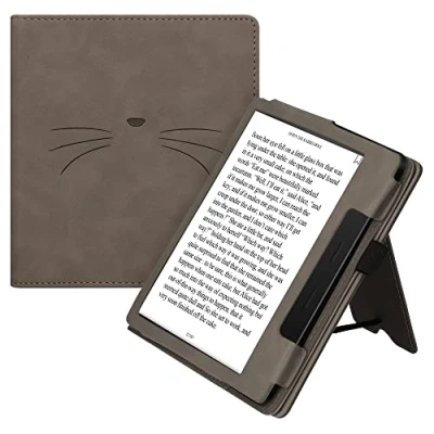 Bild av kwmobile Flip Case Compatible med Amazon Kindle Oasis 10: e generationen Handslinga Cover Cat Miau