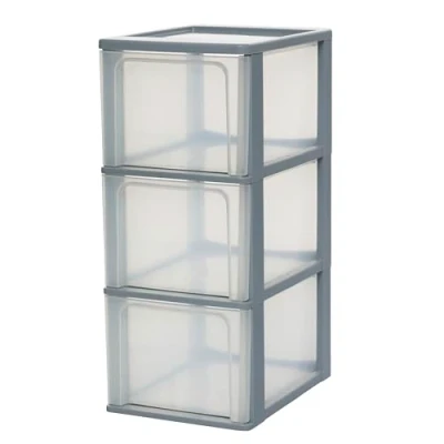 Bild av Iris Ohyama, Torn, Dresser, Plastförvaringsorganisator Med ergonomiskt handtag, 3 + 13L, Enhet, integrerat BPA fri, Kontor, Sovrum, Vardagsrum, OCH 2300, Grå