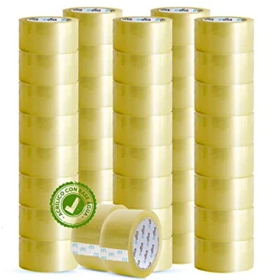 Bild av m office transparent självhäftande tejp, förpackningstejp för förpackning av lådor, frakt, flyttning och hantverk, säker robust försegling (48 mm x 120 m, 48)