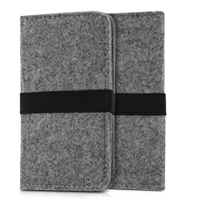 Bild av kwmobile fodral för smartphone plånbok universell skyddsväska 16,0 x 8,0 cm med elastiskt band grått