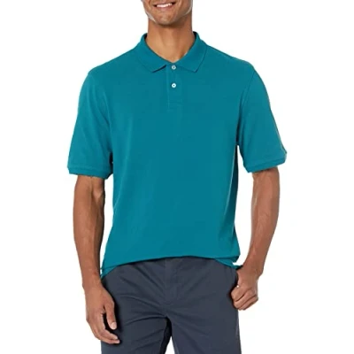 Bild av Amazon Essentials Men&#039;s Pikétröja i bomull med normal passform (finns Big &amp; Tall), Blågrön, L