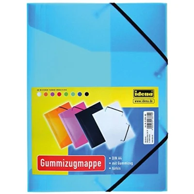 Bild av Idena 213374 Samlarmapp med elastiskt band för DIN A4, tillverkad av polypropen, genomskinlig turkos, 1 styck
