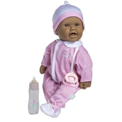 Bild av JC Toys Den spansktalande babydockan på 40 cm har mjuk och tvättbar kropp, magisk flaska napp, rosa vit, designad i Spanien, +12 månader