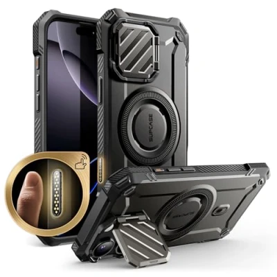Bild av SUPCASE Fodral för iPhone 16 Pro Max 6,9 tum med Kameraavtryckarknapp, [Kompatibel MagSafe] [Inbyggt Kamerafodral] Magnetisk adsorptionstelefonfodral (Svart1)