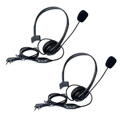Bild av Retevis passiv brusreducerande headset, Walkie Talkie hörlurar med roterbar boom mikrofon ensidig kompatibla RT24 RT27 BAOFENG eSynic Maylawn Radio (2 st)