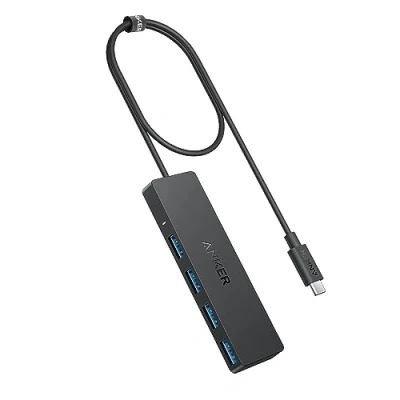 Bild av Anker USB C Hub, 4 Port 3.0 Datahub med 5 Gbit/s Dataöverföring, 20cm Förlängningskabel (utan Laddningskapacitet), Splitter för Typ MacBook, Mac Pro, iMac, Surface, Flash Drive, Mobile HDD