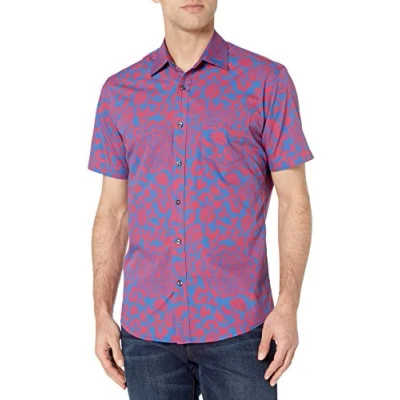 Bild av Amazon Essentials mäns normal passform kortärmad poplin skjorta, blå blommig, XX Large