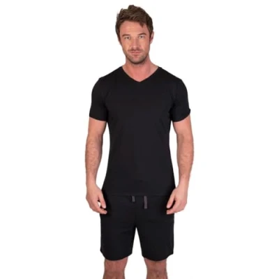 Bild av Ljus &amp; skugga herr topp och korta byxor pyjamasset, Svart, XXL