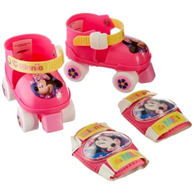 Bild av ROLLER SKATES storlekar 23/27 + ELLBOGE och KNISKÄTTER MINNIE IT&#039;S ME, rosa